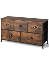 5-Drawer Dresser Fabric Storage Tower w/wooden Top Chest Organizer