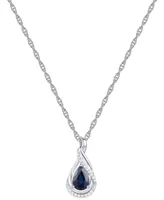 Sapphire (9/10 ct. t.w.) and Diamond Accent Pendant 18" Necklace 14k White Gold (Also Available Emerald)