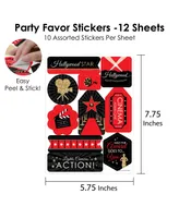 Red Carpet Hollywood Movie Night Party Favor Sticker 12 Sheets 120 Stickers