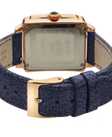 GV2 by Gevril Women's Bari Sparkle Swiss Quartz Blue Leather Watch 37mm