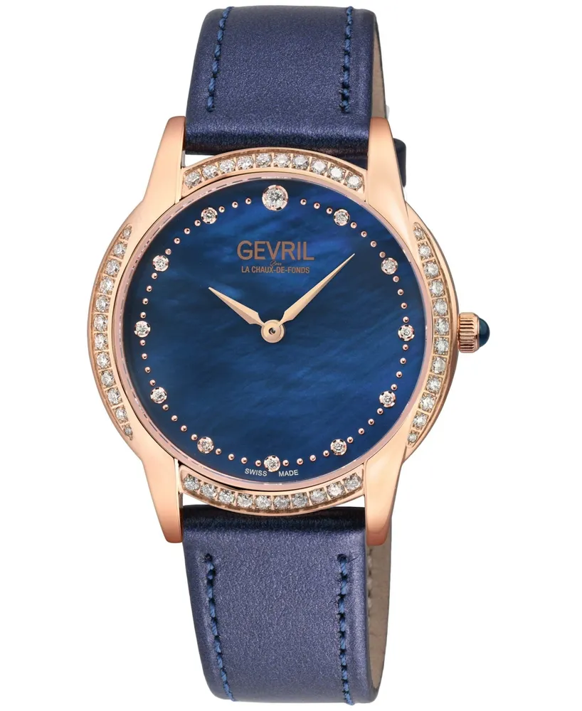 Gevril Women's Airolo Swiss Quartz Leather Watch 36mm