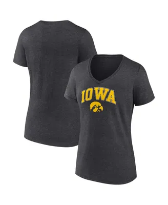 Women's Fanatics Heather Charcoal Iowa Hawkeyes Evergreen Campus V-Neck T-shirt