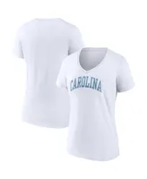 Women's Fanatics White North Carolina Tar Heels Basic Arch V-Neck T-shirt