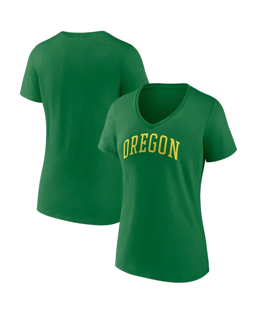 Women's Fanatics Green Oregon Ducks Basic Arch V-Neck T-shirt