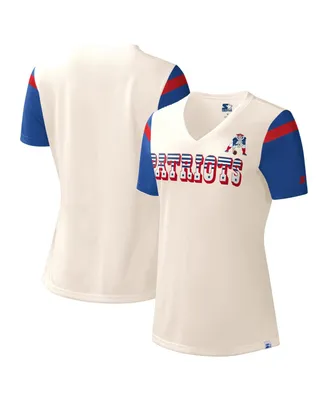 Women's Starter White New England Patriots Kick Start V-Neck T-shirt