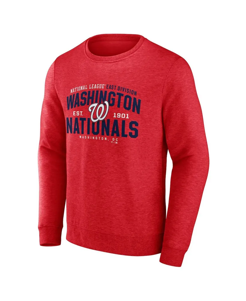 Men's Fanatics Heathered Red Washington Nationals Classic Move Pullover Sweatshirt