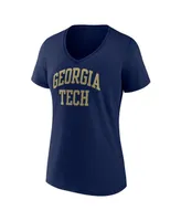 Women's Fanatics Navy Georgia Tech Yellow Jackets Basic Arch V-Neck T-shirt