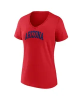 Women's Fanatics Red Arizona Wildcats Basic Arch V-Neck T-shirt