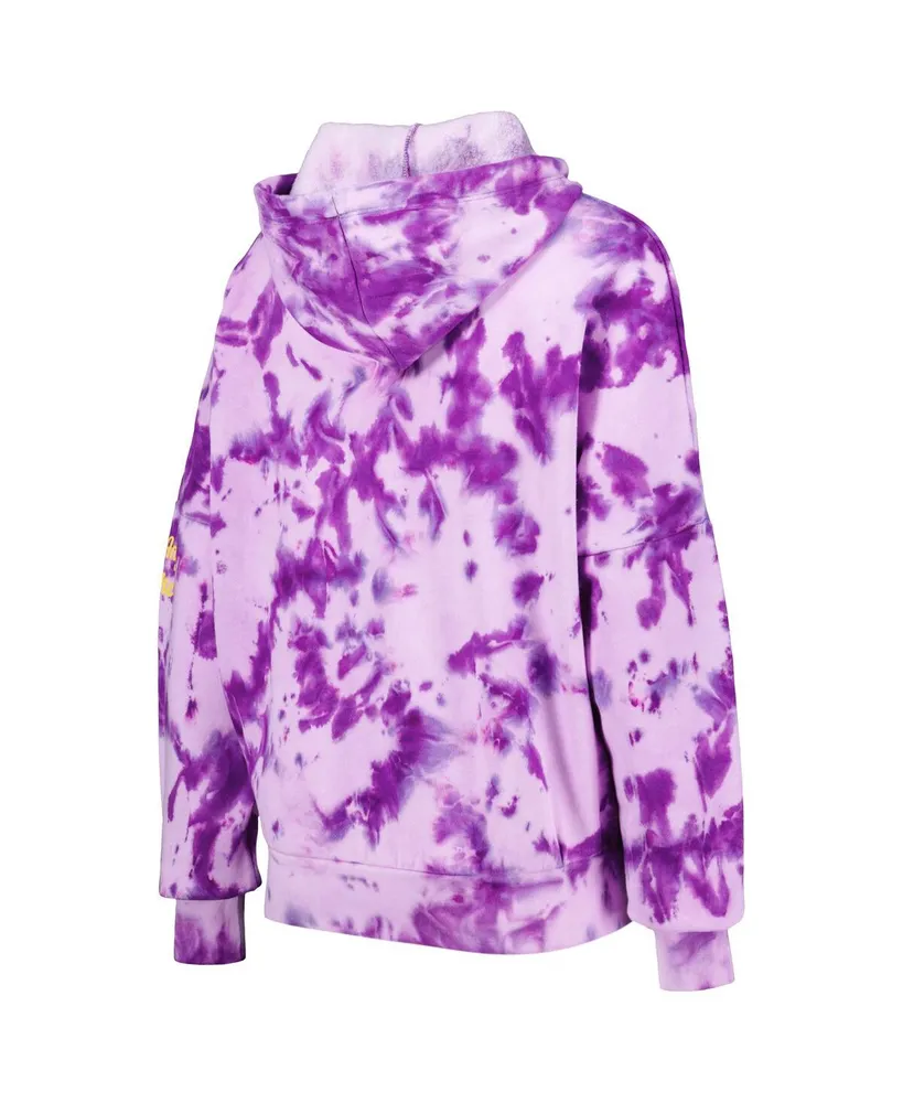 Women's New Era Purple Los Angeles Lakers Brushed Cotton Tie-Dye Pullover Hoodie