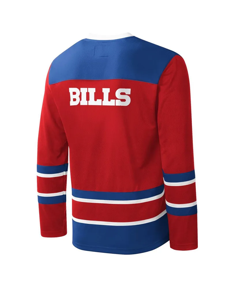 Men's Starter Red Buffalo Bills Cross-Check V-Neck Long Sleeve T-shirt