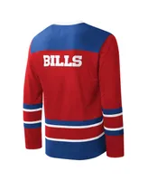 Men's Starter Red Buffalo Bills Cross-Check V-Neck Long Sleeve T-shirt