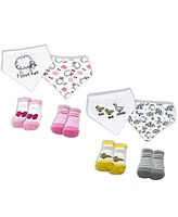 Baby Mode Baby Girls Closure Bibs and Socks, 8 Piece Set