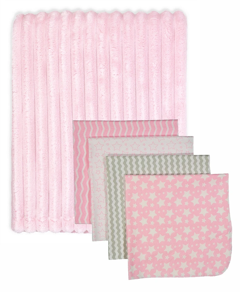 Jesse & Lulu Baby Girls Striped Blankets, 5 Piece Set