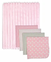 Jesse & Lulu Baby Girls Striped Blankets, 5 Piece Set