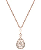 Diamond Round & Baguette Teardrop Cluster 18" Pendant Necklace (1/2 ct. t.w.)