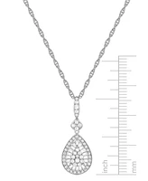 Diamond Round & Baguette Teardrop Cluster 18" Pendant Necklace (1/2 ct. t.w.)