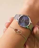 Olivia Burton Women's Ultra Slim Floral Silver-Tone Stainless Steel Watch 28mm