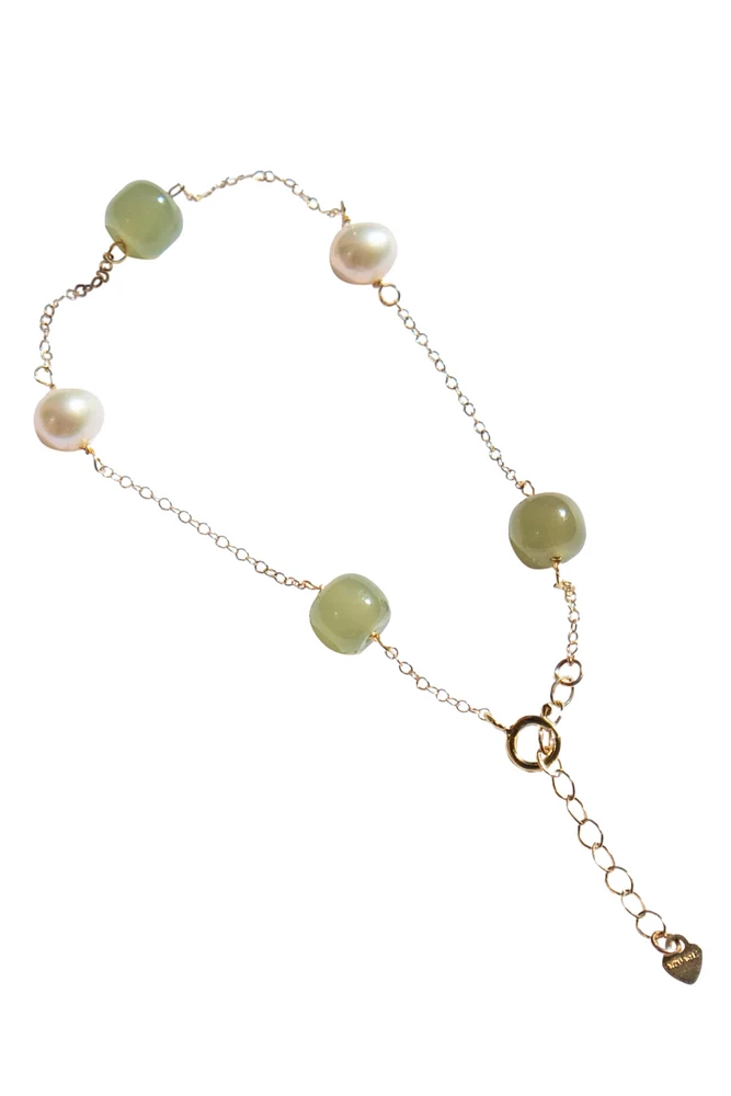 Olivia — Jade pearl bracelet