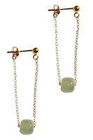 seree Zodiac collection | Libra — Skinny gold chain jade earrings