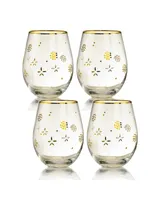 Plum Blossom Stemless 19 oz Wine Glasses, Set of 4