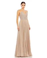 Women's Ieena Shimmer Pleated V-Neck Open Back Gown