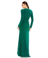 Women's Ieena Long Sleeve Keyhole Draped Gown