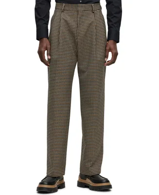 Boss by Hugo Men's Relaxed-Fit Checked Trousers