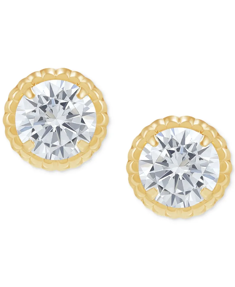 Children's Cubic Zirconia Screw Back Stud Earrings 14k Gold