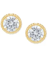 Children's Cubic Zirconia Screw Back Stud Earrings 14k Gold