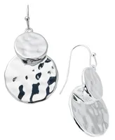 Style & Co Silver-Tone Hammered Disc Double Drop Earrings