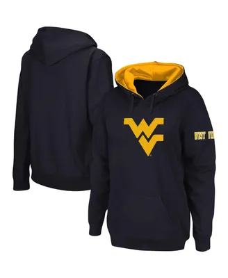 Women's Navy West Virginia Mountaineers Team Big Logo Pullover Hoodie