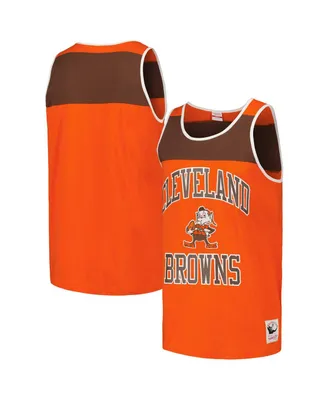 Men's Mitchell & Ness Orange, Brown Cleveland Browns Heritage Colorblock Tank Top