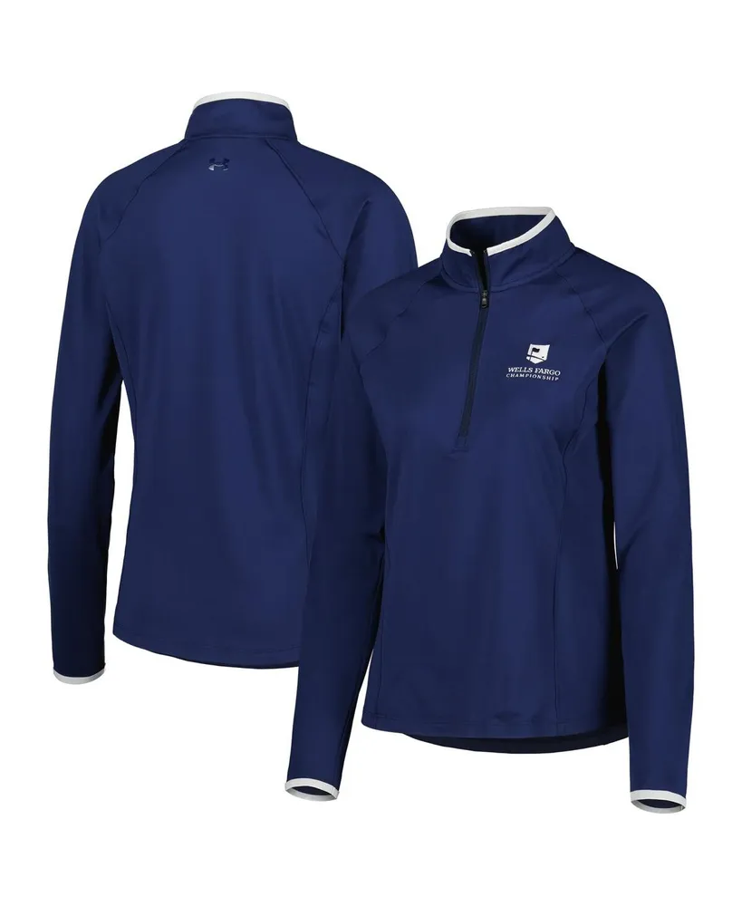 Women's Under Armour Navy Wells Fargo Championship T2 Green Raglan Quarter-Zip Top