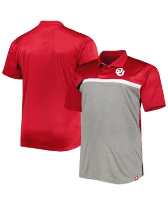 Men's Red, Gray Oklahoma Sooners Big and Tall Polo Shirt