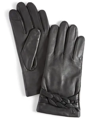 Cole Haan Women's Braided-Cuff Leather Gloves