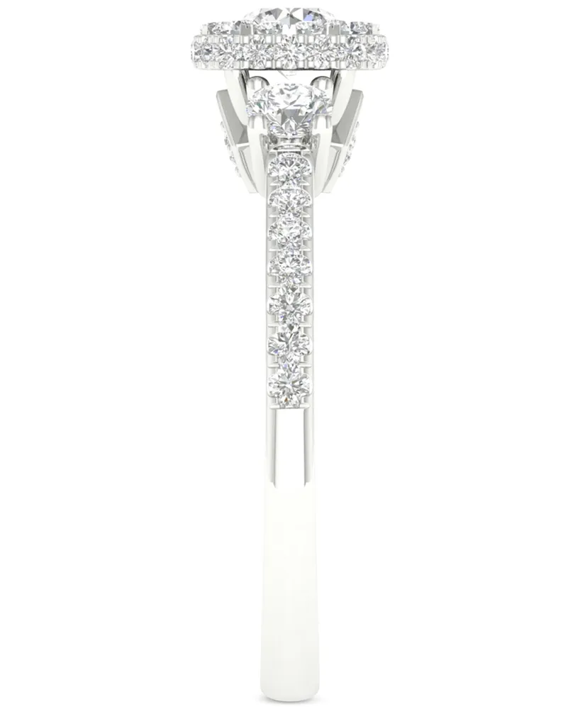 Diamond Halo Engagement Ring (1 ct. t.w.) in 14k White Gold