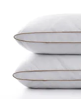 Unikome 2 Pack 100% Cotton Diamond Grid Medium Support Down Feather Gusseted Pillow Set, King
