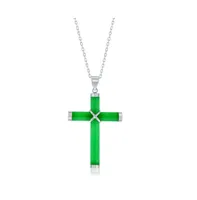 Sterling Silver Jade Cross Necklace