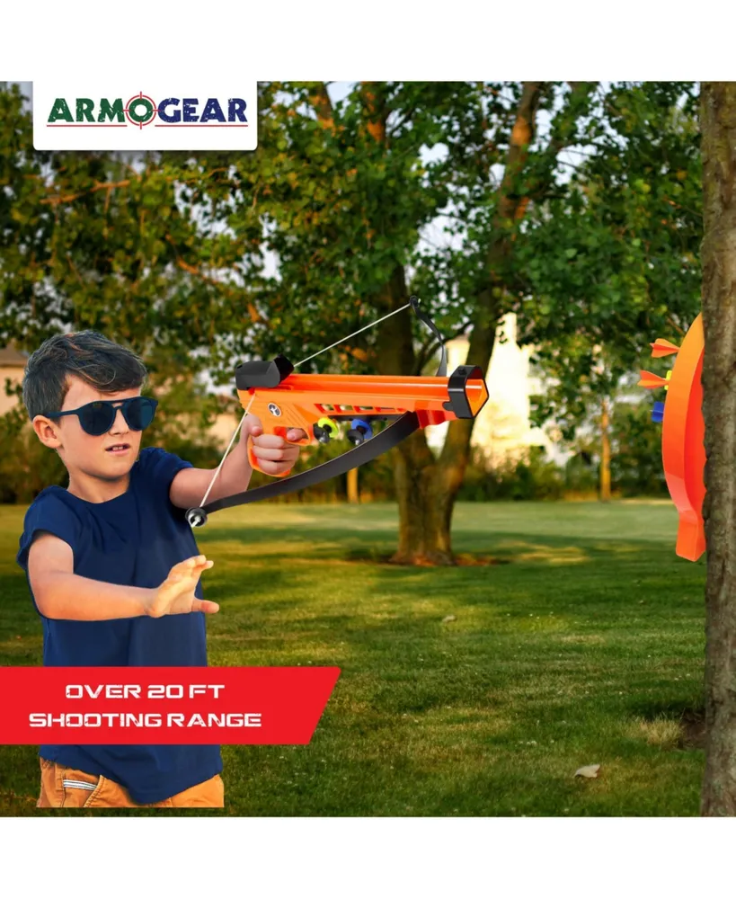 Kidzlane ArmoGear Bow & Arrow Archery Set | Includes Blaster Bow, 6 Suction Darts, Shooting Target | Great Crossbow Toy for Kids | Indoor & Outdoor Pl