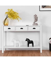 Costway 47" Console Table Hall Table Side Desk Accent Table Drawers Shelf Entryway