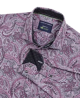 Men's Regular Fit Non-Iron Paisley-Print Performance Stretch Dress Shirt