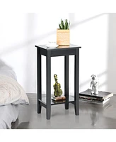 Costway 2-Tier Nightstand End Side Table Coffee Wooden Legs Bedroom