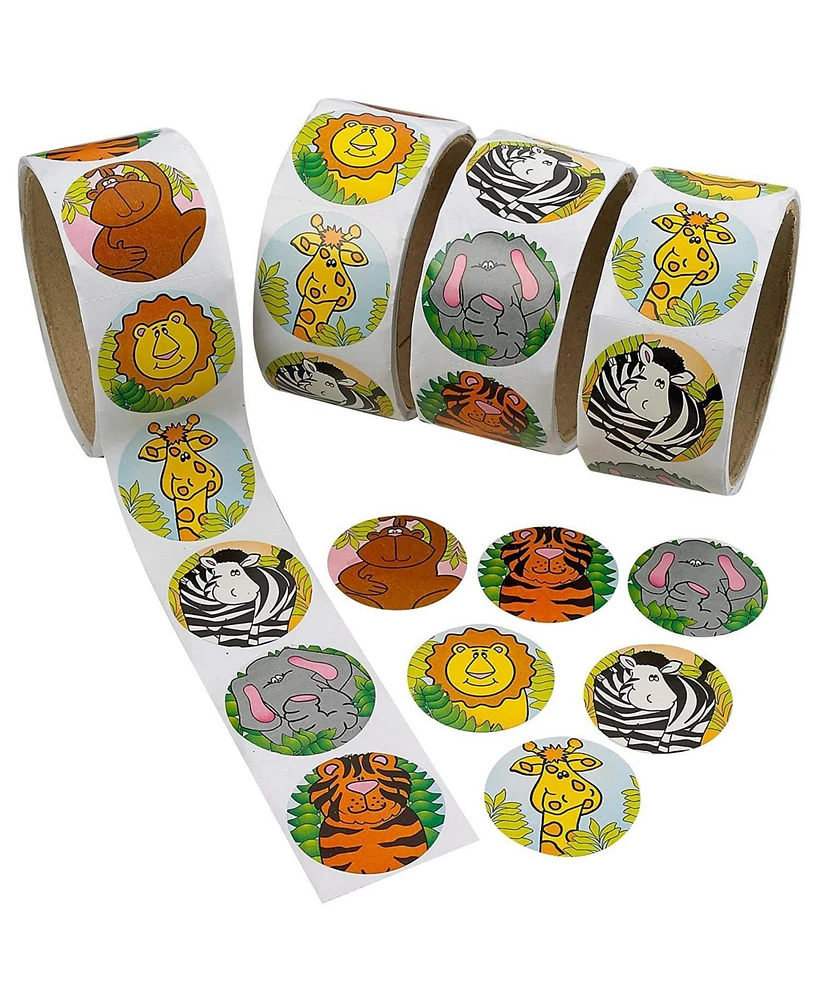 Kicko Zoo Animal Sticker Roll for Kids - 4 Rolls - 400 Assorted Stickers