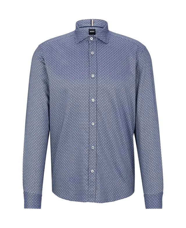 BOSS - Longline regular-fit shirt in easy-iron cotton poplin