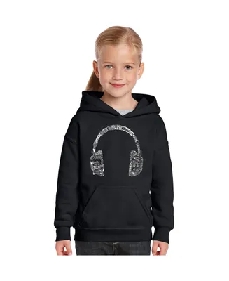 Big Girl's Word Art Hooded Sweatshirt - Headphones Languages