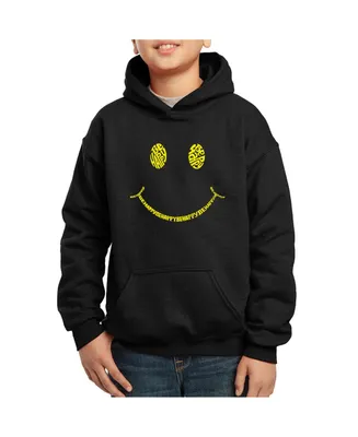 Big Boy's Word Art Hooded Sweatshirt - Be Happy Smiley Face