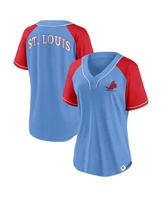 Women's Fanatics Light Blue St. Louis Cardinals Bunt Raglan V-Neck T-shirt