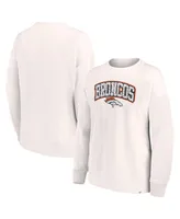 Women's Fanatics White Denver Broncos Leopard Team Pullover Sweatshirt