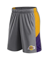 Men's Fanatics Gray Los Angeles Lakers Practice Performance Shorts