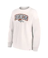 Women's Fanatics White Denver Broncos Leopard Team Pullover Sweatshirt